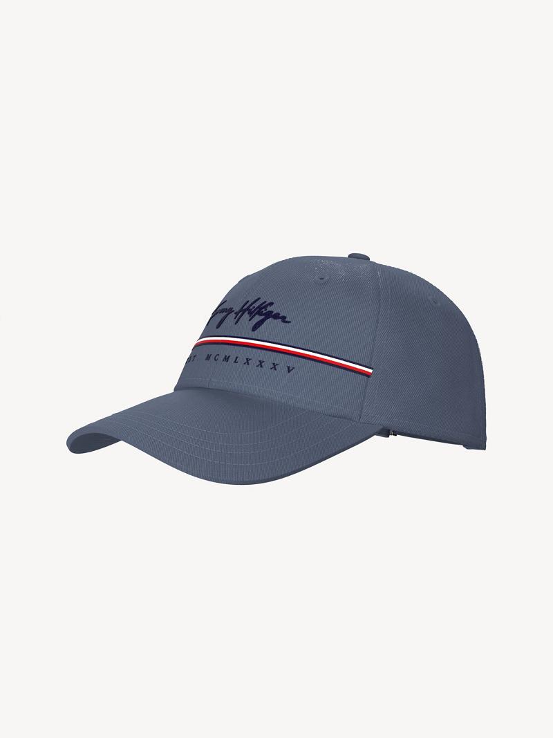 Férfi Tommy Hilfiger Signature Stripe HATS Kék | HU 1520SGL